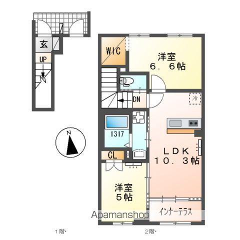 SUNELIN・LUPINUS(2LDK/2階)の間取り写真