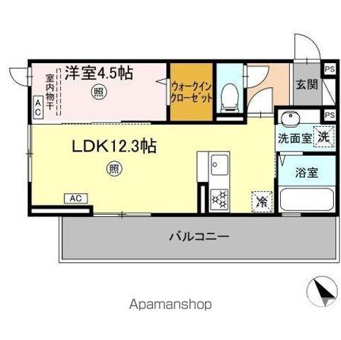 インフィニティ新八代(1LDK/2階)の間取り写真