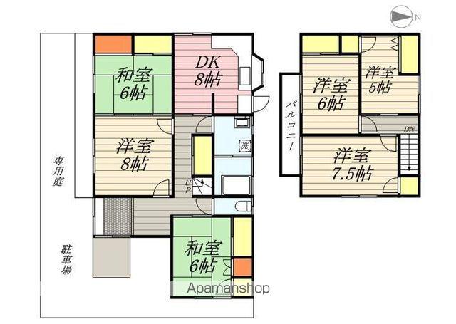 西鉄天神大牟田線 聖マリア病院前駅 徒歩8分 2階建 築47年(6DK)の間取り写真