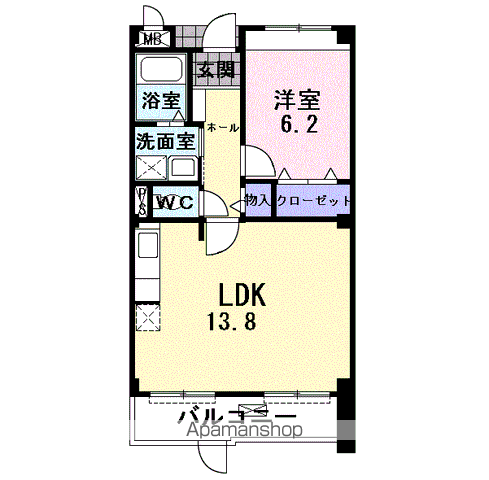 ファリアージュⅡ(1LDK/2階)の間取り写真