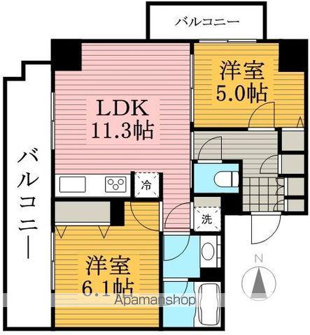 パークアクシス元浅草ステージ(2LDK/13階)の間取り写真