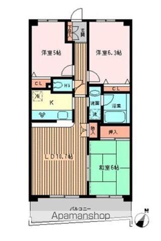 モンテローザ緑が丘(3LDK/2階)の間取り写真
