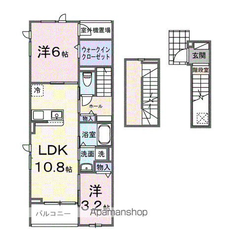 テルマエ大和(2LDK/3階)の間取り写真