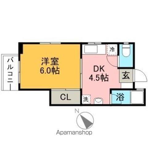 東郷ビル(1DK/4階)の間取り写真