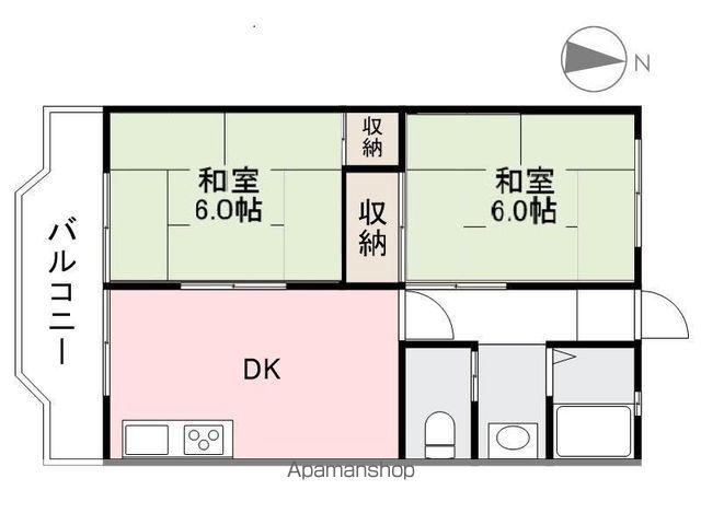 中山マンション(2DK/3階)の間取り写真