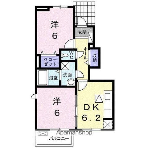 チェリブラッサムⅣ(2DK/1階)の間取り写真