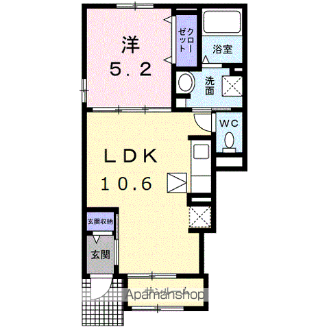 HKR SUNAYAMA Ⅰ(1LDK/1階)の間取り写真