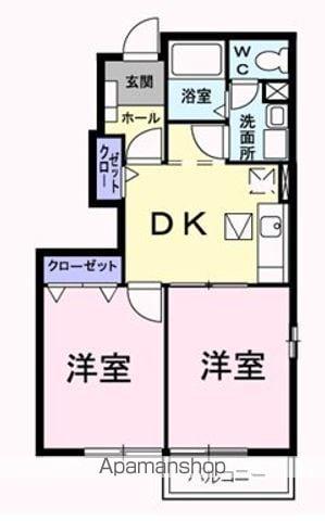 ベル ソレイユ(2DK/1階)の間取り写真