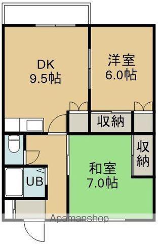 ファミール北浜(2DK/3階)の間取り写真