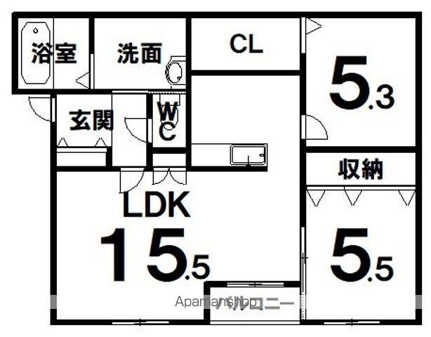 ラルーチェ(2LDK/1階)の間取り写真