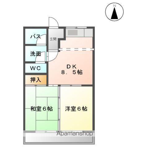 加賀野コーポⅡ(2DK/1階)の間取り写真