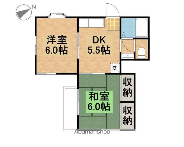 行川アパート(2DK/1階)の間取り写真