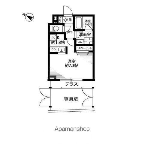 プレール・ドゥーク新中野2(ワンルーム/1階)の間取り写真