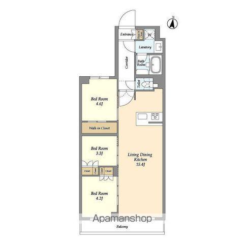 アジールコート練馬中村橋(3LDK/2階)の間取り写真
