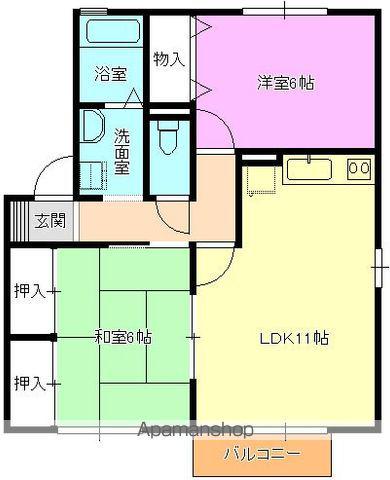 アムール美里(2LDK/1階)の間取り写真