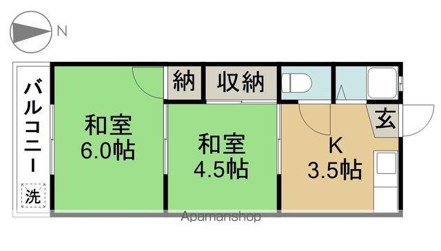 第一山田荘(2K/2階)の間取り写真