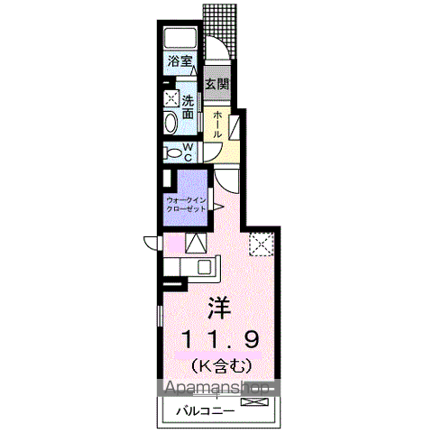 ベルフローラ C(ワンルーム/1階)の間取り写真