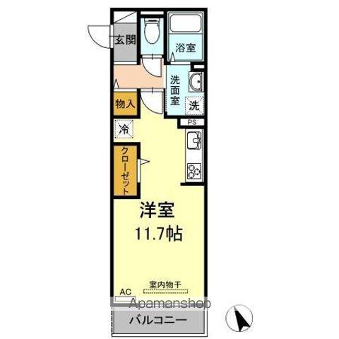 D-ROOM松葉(ワンルーム/3階)の間取り写真