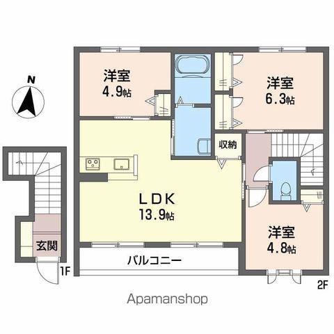 鳳鳴館Ⅲ(3LDK/2階)の間取り写真