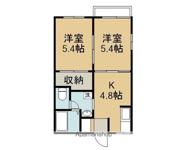 グロブナーハウス(2K/1階)の間取り写真