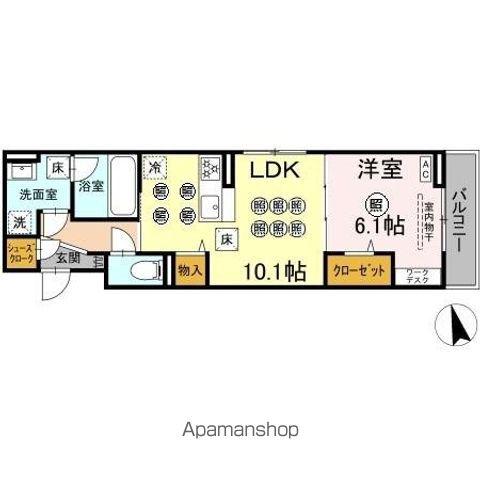 DーRESENA花ヶ島(1LDK/1階)の間取り写真
