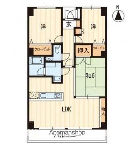 ウイング太田上(3LDK/4階)の間取り写真