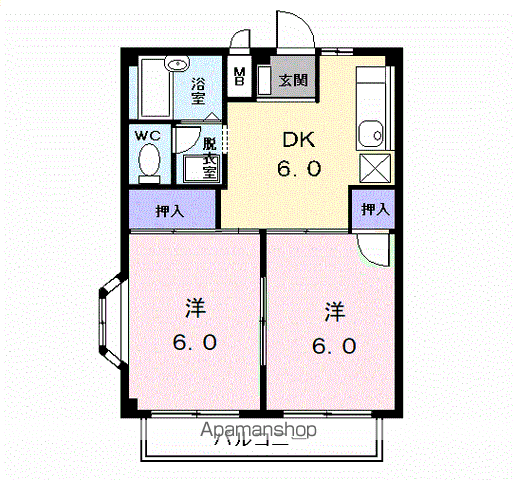 エステート宮東(2DK/2階)の間取り写真