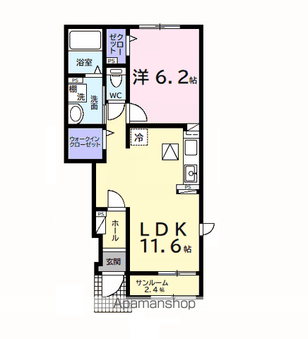 ドリーマーⅢ(1LDK/1階)の間取り写真