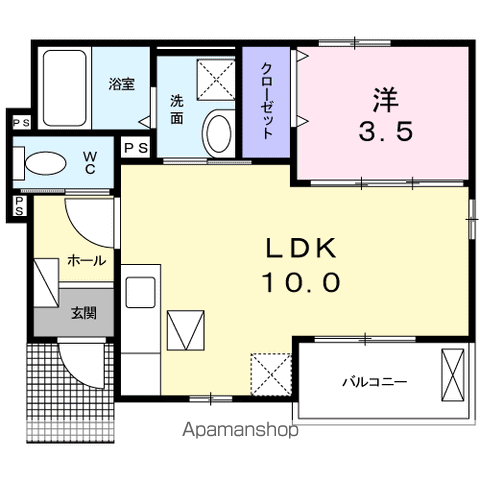 レ・セーナⅡ(1LDK/1階)の間取り写真