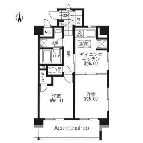 リガレーヴ(2DK/2階)の間取り写真