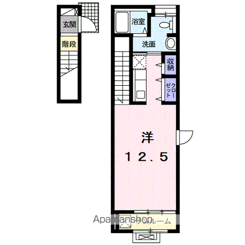 ガーデンハウスM C(ワンルーム/2階)の間取り写真