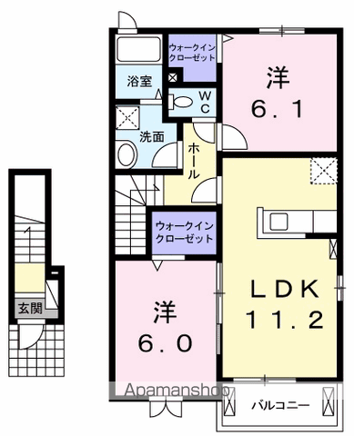 ローレル(2LDK/2階)の間取り写真