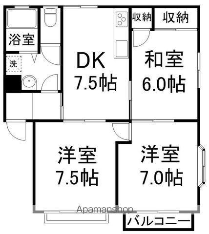エクセルタウンⅢ番館(3DK/2階)の間取り写真