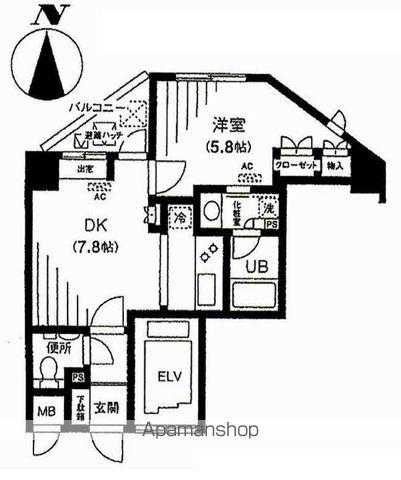 アクティヴュー新宿(1DK/11階)の間取り写真