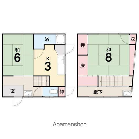伊予鉄道高浜線 古町駅 徒歩4分 2階建 築73年(2K)の間取り写真