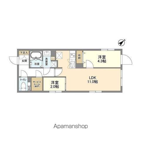 ウェルスクエア洗足(2LDK/4階)の間取り写真