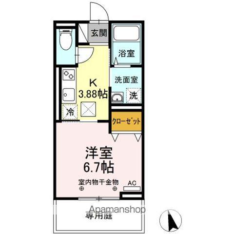 ガナール(1K/1階)の間取り写真