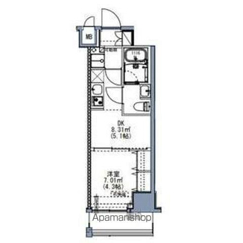 S-RESIDENCE尾久AZURE(1DK/3階)の間取り写真