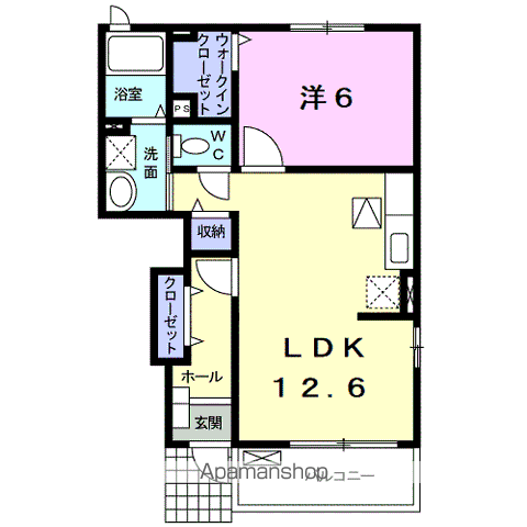 プラシードS Ⅱ(1LDK/1階)の間取り写真