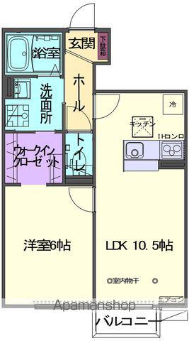 SKY BLUE本館B棟(1LDK/1階)の間取り写真
