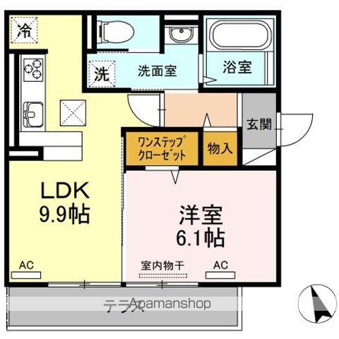 ソラーナ沖浜(1LDK/2階)の間取り写真