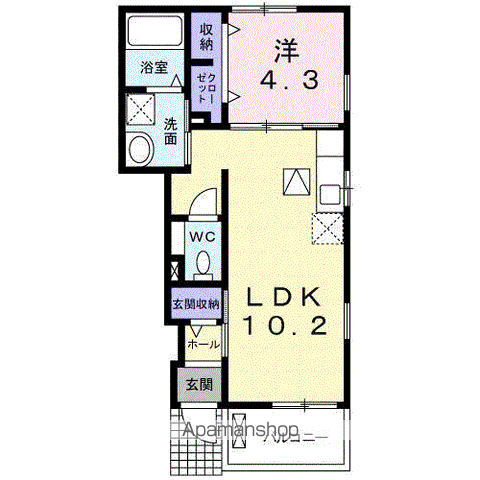 リベラル ファミリア(1LDK/1階)の間取り写真