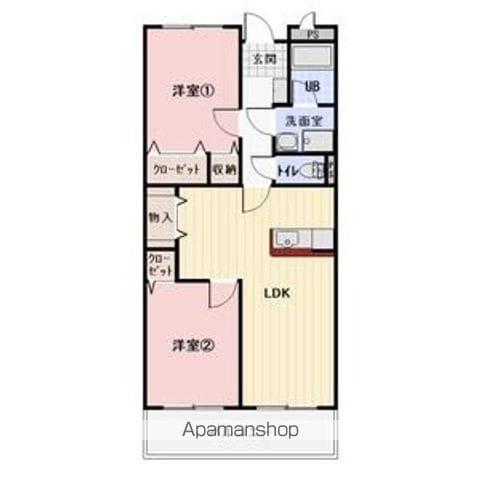 LIMPIAスカイパーク早川(2LDK/1階)の間取り写真