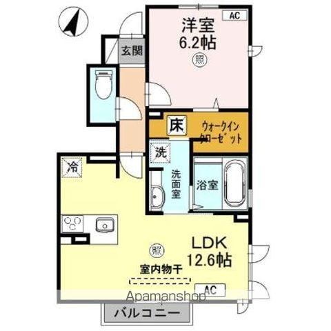 ブローニュ B棟(1LDK/1階)の間取り写真