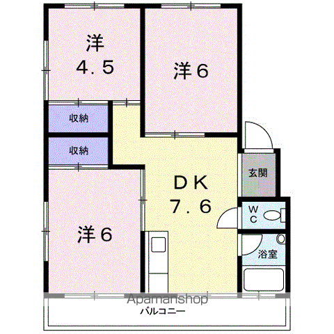 細澤マンション(3DK/3階)の間取り写真