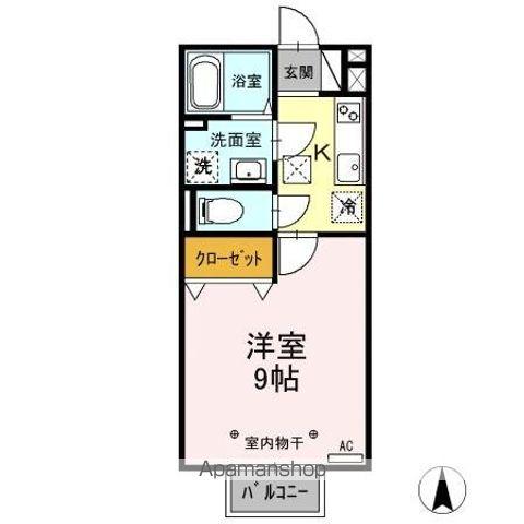 メゾン・ド・ボヌールA/B(1K/1階)の間取り写真