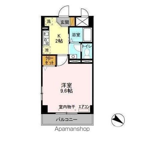 ラティニア(1K/2階)の間取り写真