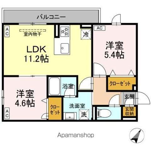 セレスティア細田C(2LDK/2階)の間取り写真