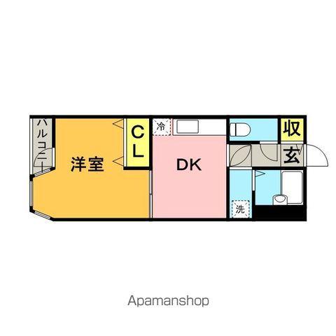 オークヒルズⅡ(1DK/1階)の間取り写真