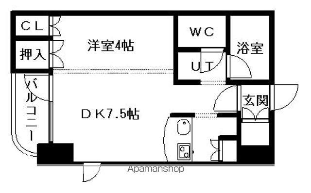 サンシャインシティ弐番館(1DK/4階)の間取り写真